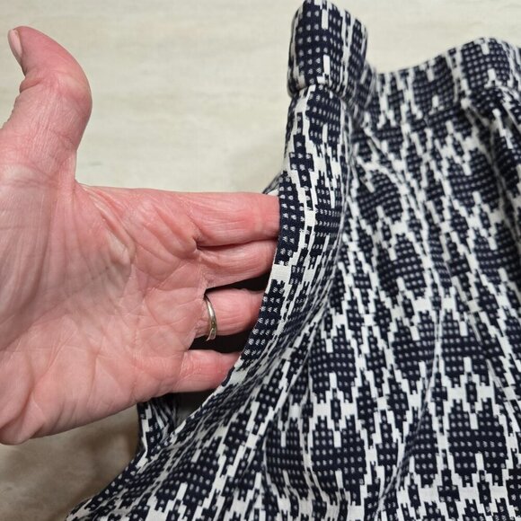 J.Crew‎ Skirt Womens 8 Blue White Geometric Textured Lined Zip Pockets Pleated - Picture 10 of 11